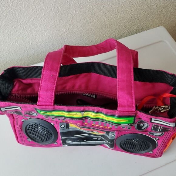 Vintage III Parcel Boombox Speaker Handbag Audio Shoulder Tote Bag Y2K Pink - Picture 2 of 16